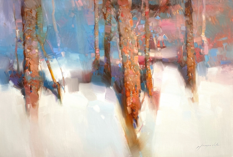 Winter Trees Original oil Painting, Handmade artwork, One of a Kind          